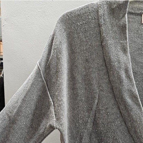 Philosophy Grey Knit Wool Blend Deep V-Neck Button-Front Cardigan, Size Large - Picture 6 of 7